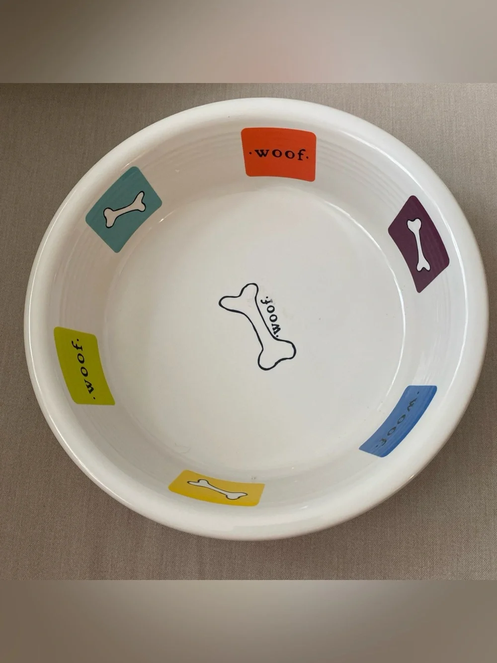 Set of 2 Fiesta 2 Quart XL Serving Bowls Woof Dog NWT Pristine 64 Ounce 10 5/8 “